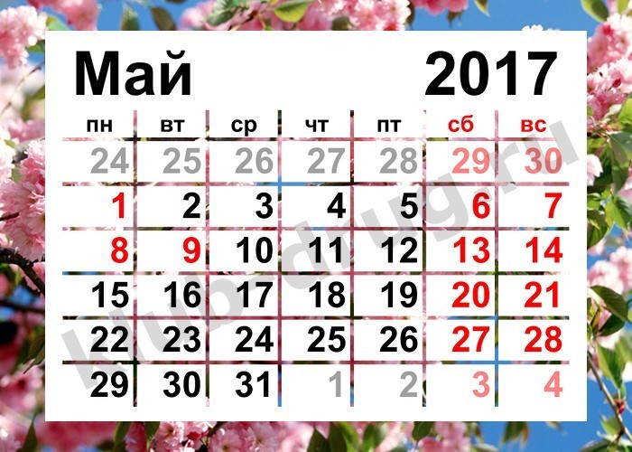 Праздничные дни в мае.